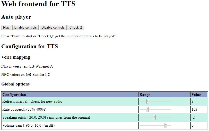 Configurable settings in web app