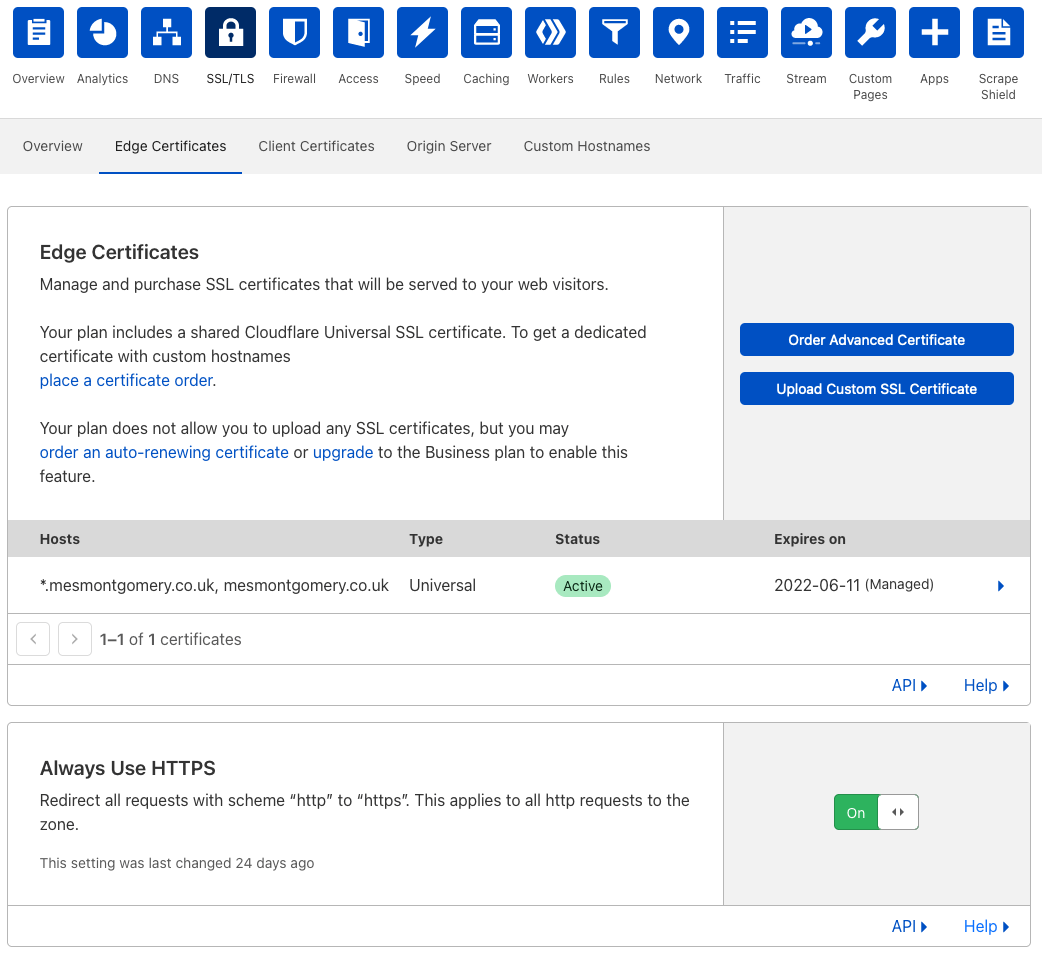 Configuring to use HTTPS always in Cloudflare