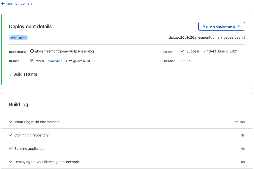 The build status page. No issues indicated.